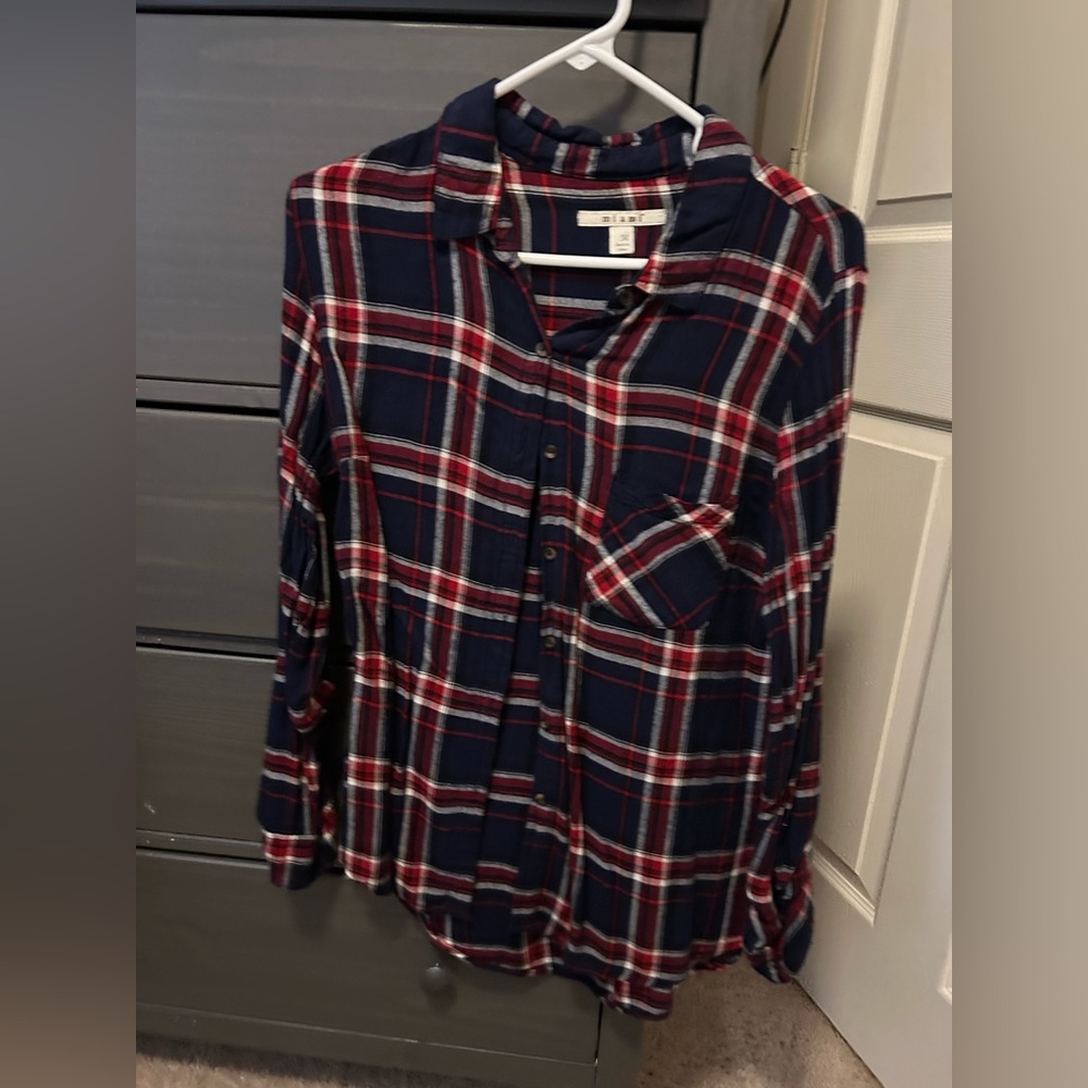Miami Navy and Red Plaid Shirt